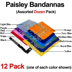 Assorted Dozen Bandanas (Paisley)