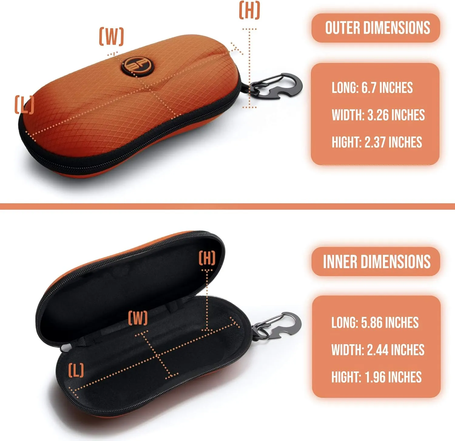 BLUPOND Sunglasses Case Semi Hard EVA Shell with Metal Hanging Hook Belt Clip Sun Glasses Storage