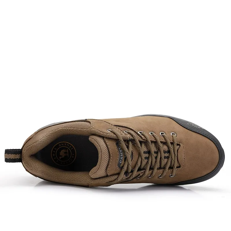CAMEL Men Genuine Leather Hiking Shoes Outdoor Sneaker Waterproof