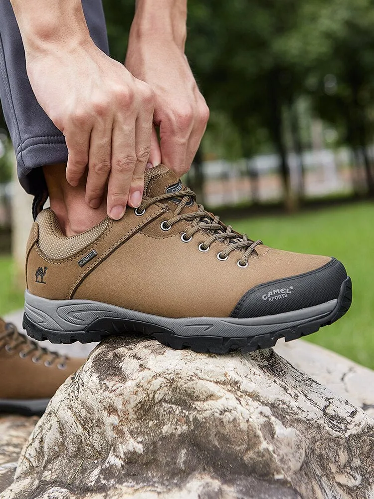 CAMEL Men Genuine Leather Hiking Shoes Outdoor Sneaker Waterproof