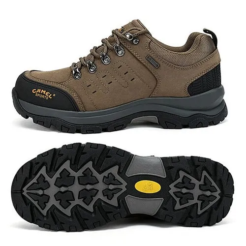 CAMEL Men Genuine Leather Hiking Shoes Outdoor Sneaker Waterproof