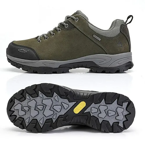 CAMEL Men Genuine Leather Hiking Shoes Outdoor Sneaker Waterproof