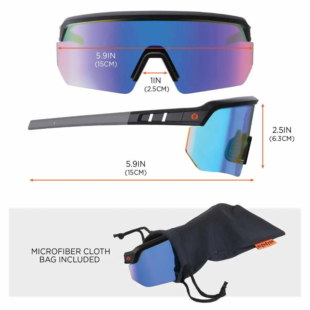 Ergodyne 55008 AEGIR-AFASM Matte Black Frame Blue Mirror Lens Anti Scratch Anti Fog Safety Glasses
