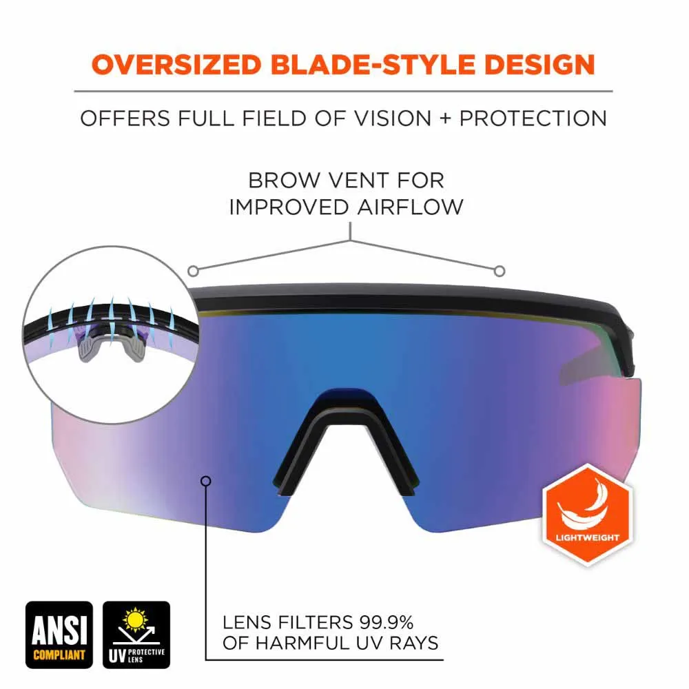 Ergodyne 55008 AEGIR-AFASM Matte Black Frame Blue Mirror Lens Anti Scratch Anti Fog Safety Glasses