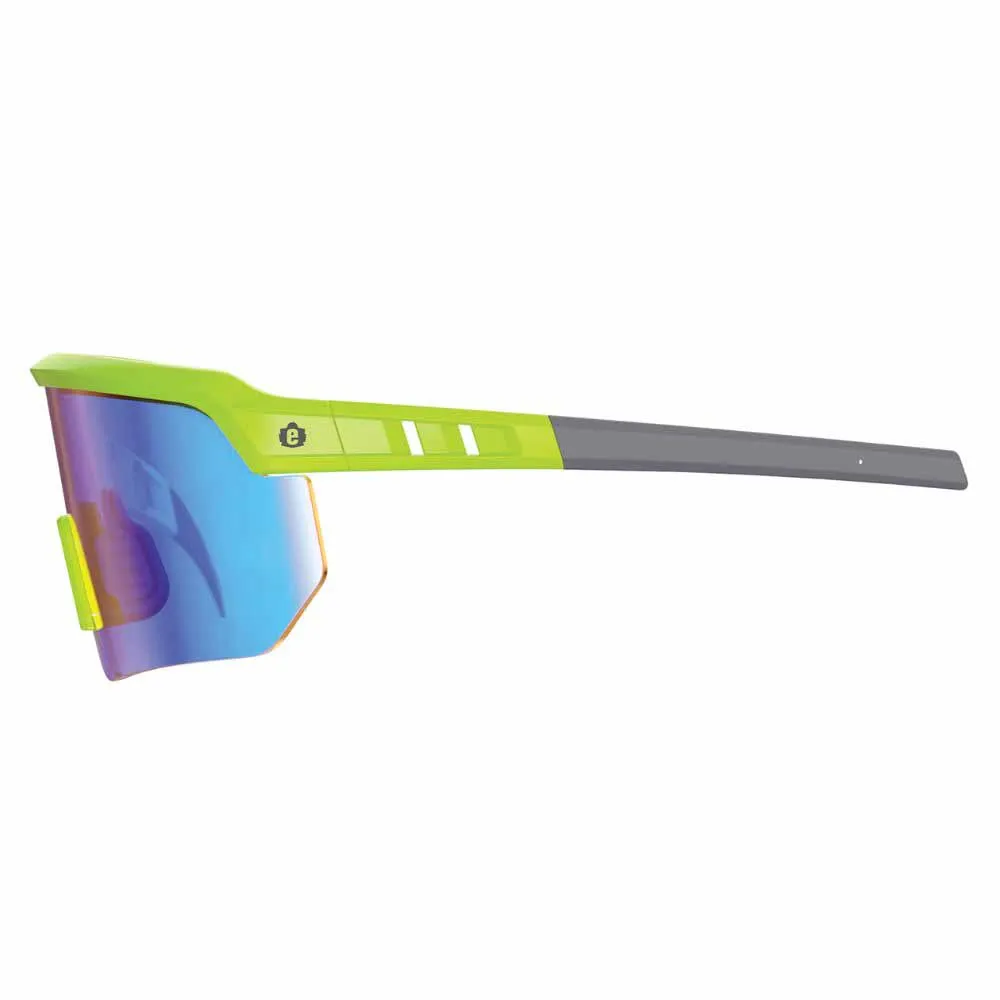 Ergodyne 55018 AEGIR-AFASM Lime Frame Blue Mirror Lens Anti Scratch Anti Fog Safety Glasses