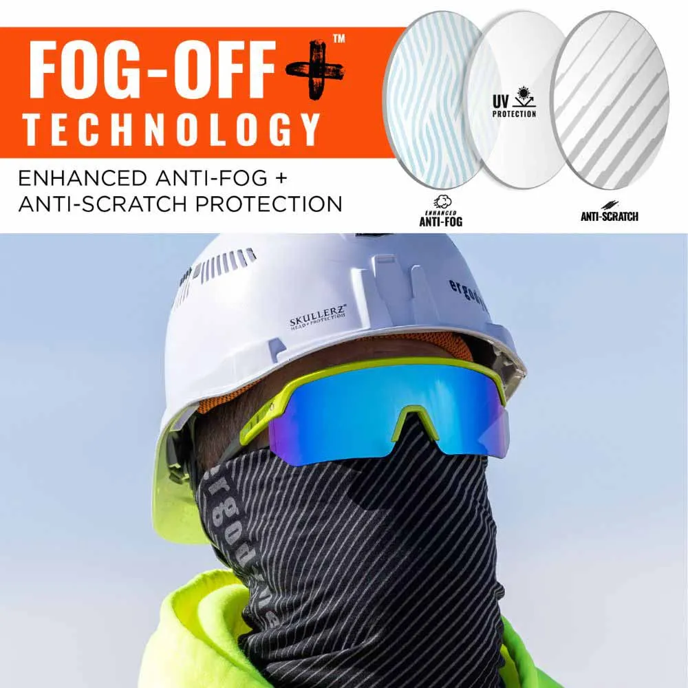 Ergodyne 55018 AEGIR-AFASM Lime Frame Blue Mirror Lens Anti Scratch Anti Fog Safety Glasses