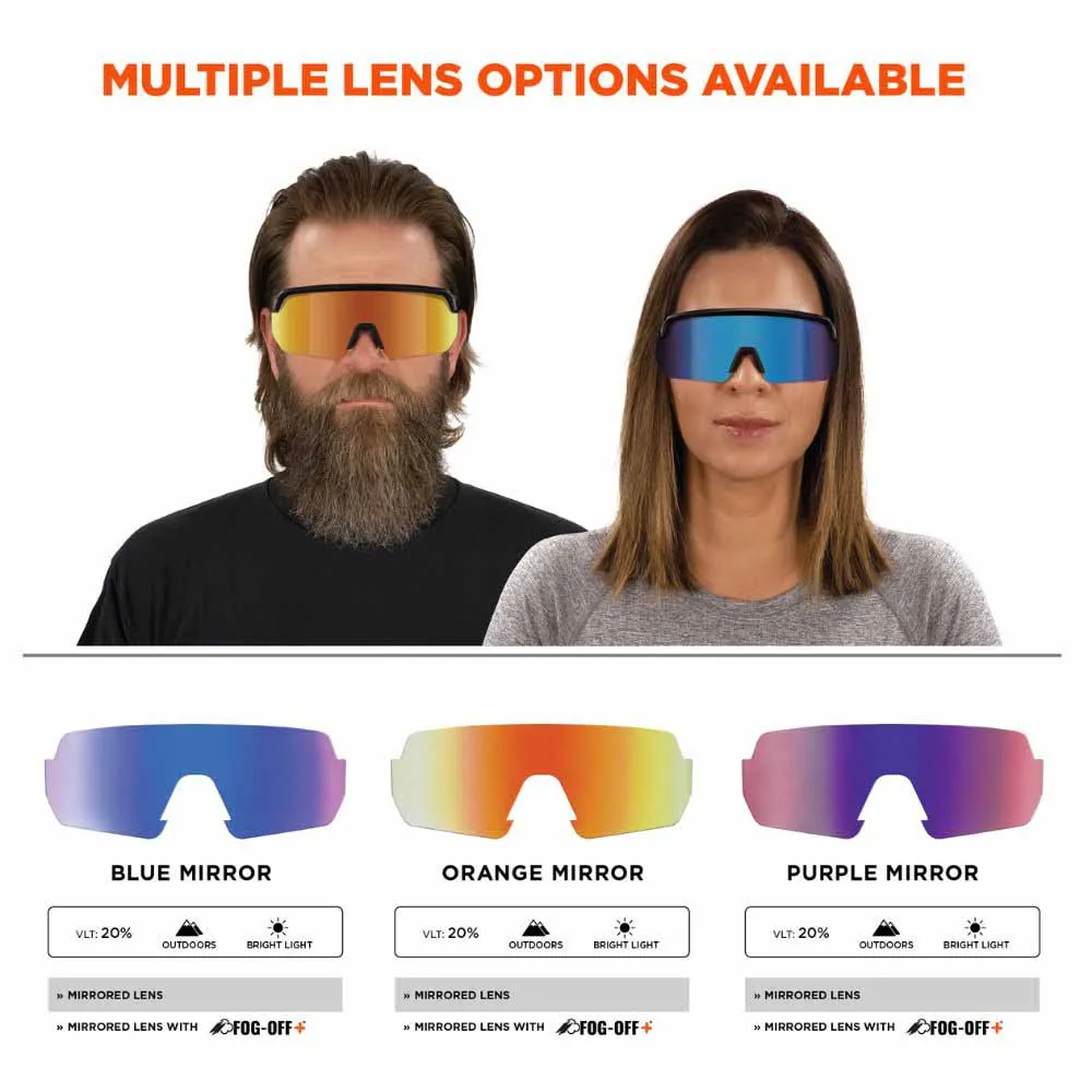 Ergodyne 55018 AEGIR-AFASM Lime Frame Blue Mirror Lens Anti Scratch Anti Fog Safety Glasses