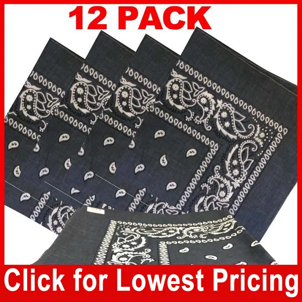 Grey Bandana - Dozen (Paisley)