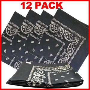 Grey Bandana - Dozen (Paisley)