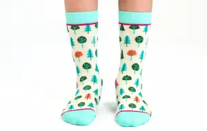 Kids' Cotton Crew Socks, Little Trees