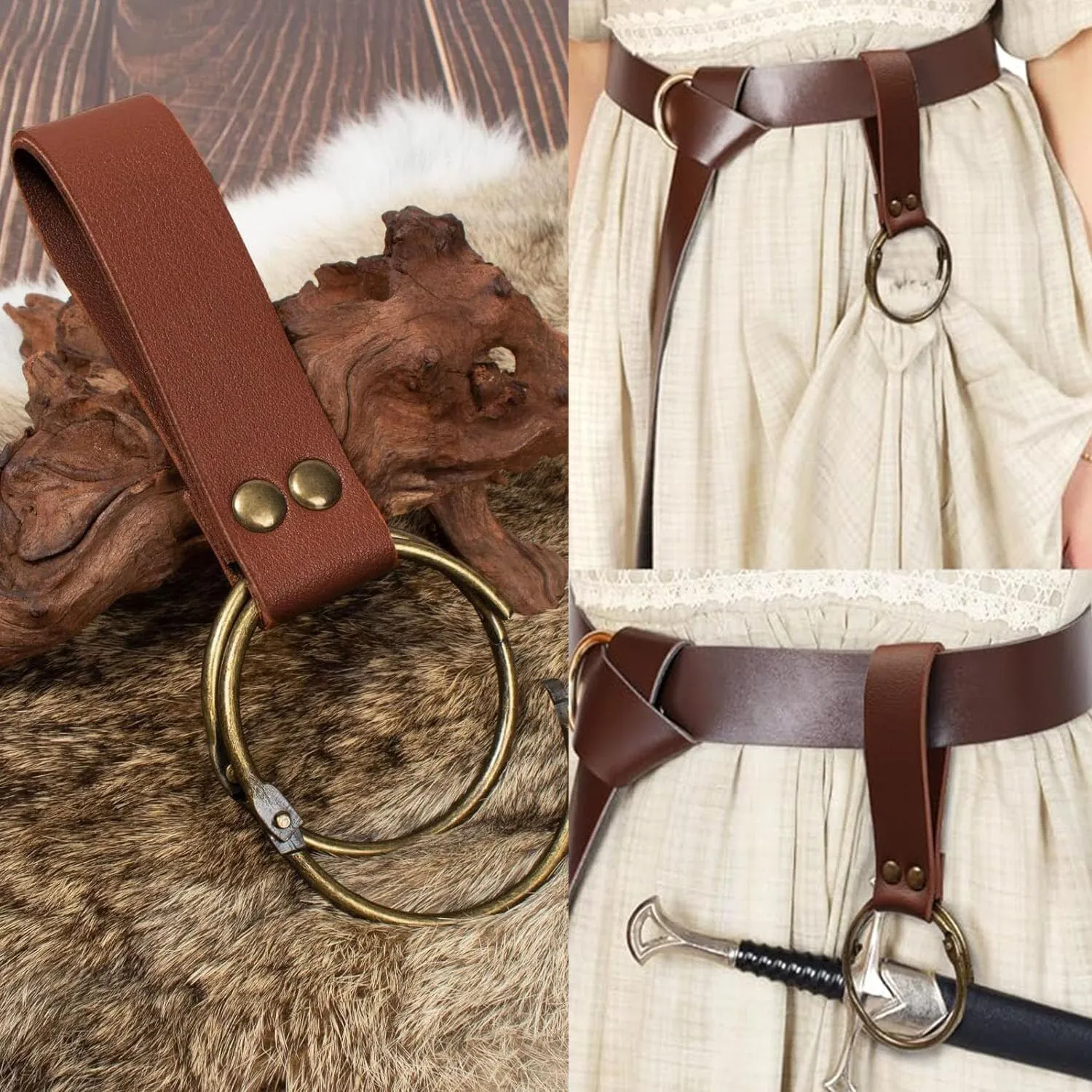 KOTORA Pirate Costume Pirate Head Scarf Bandanas Belt Waist Sash Medieval Belt Pouch Coin Purse Leather Hook Festival Sets