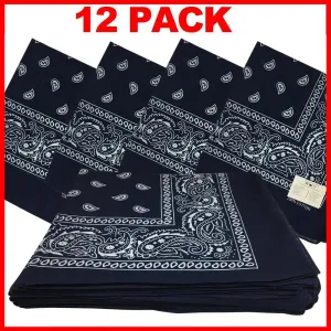 Navy Blue Bandana - Dozen (Paisley)