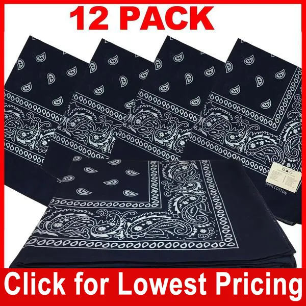 Navy Blue Bandana - Dozen (Paisley)