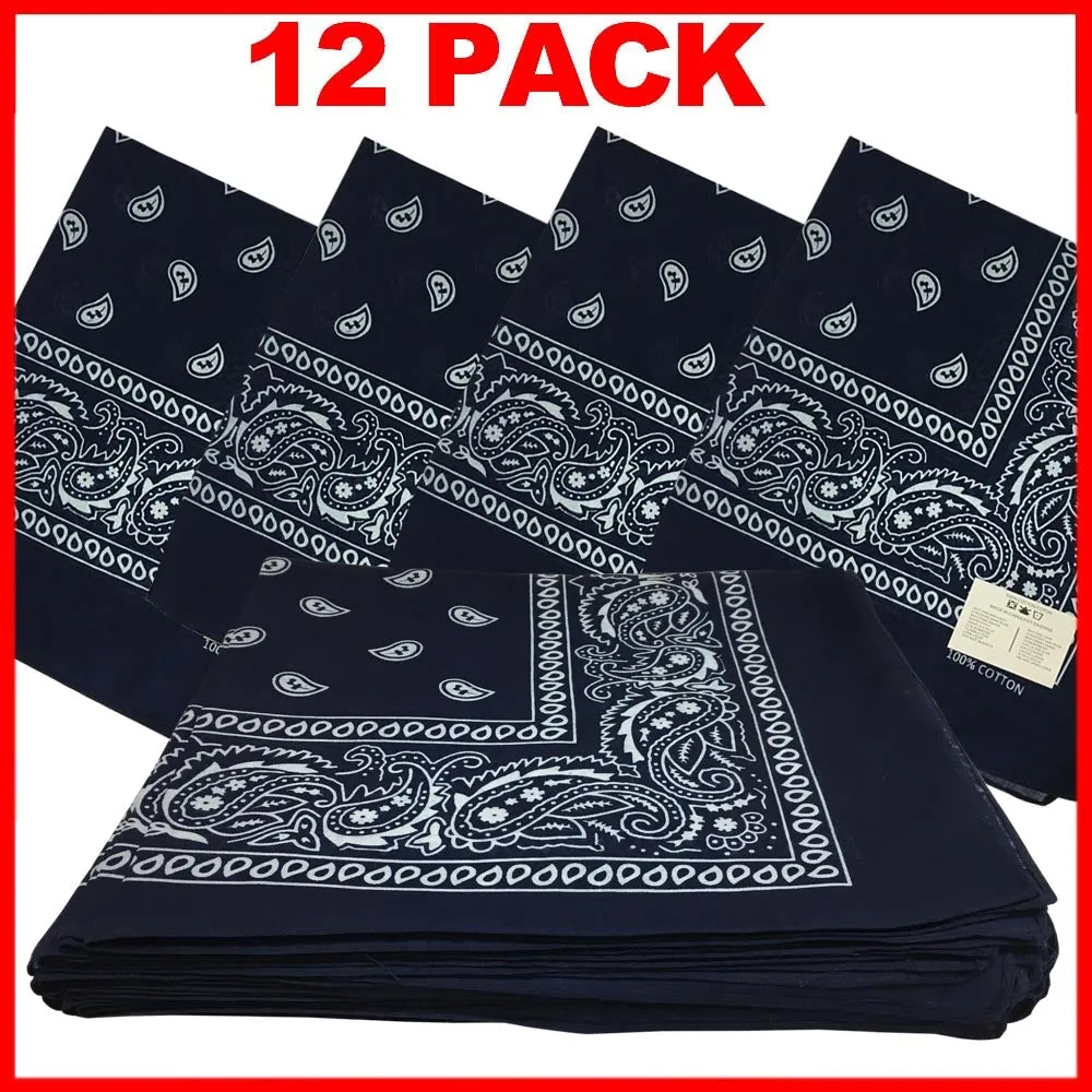 Navy Blue Bandana - Dozen (Paisley)