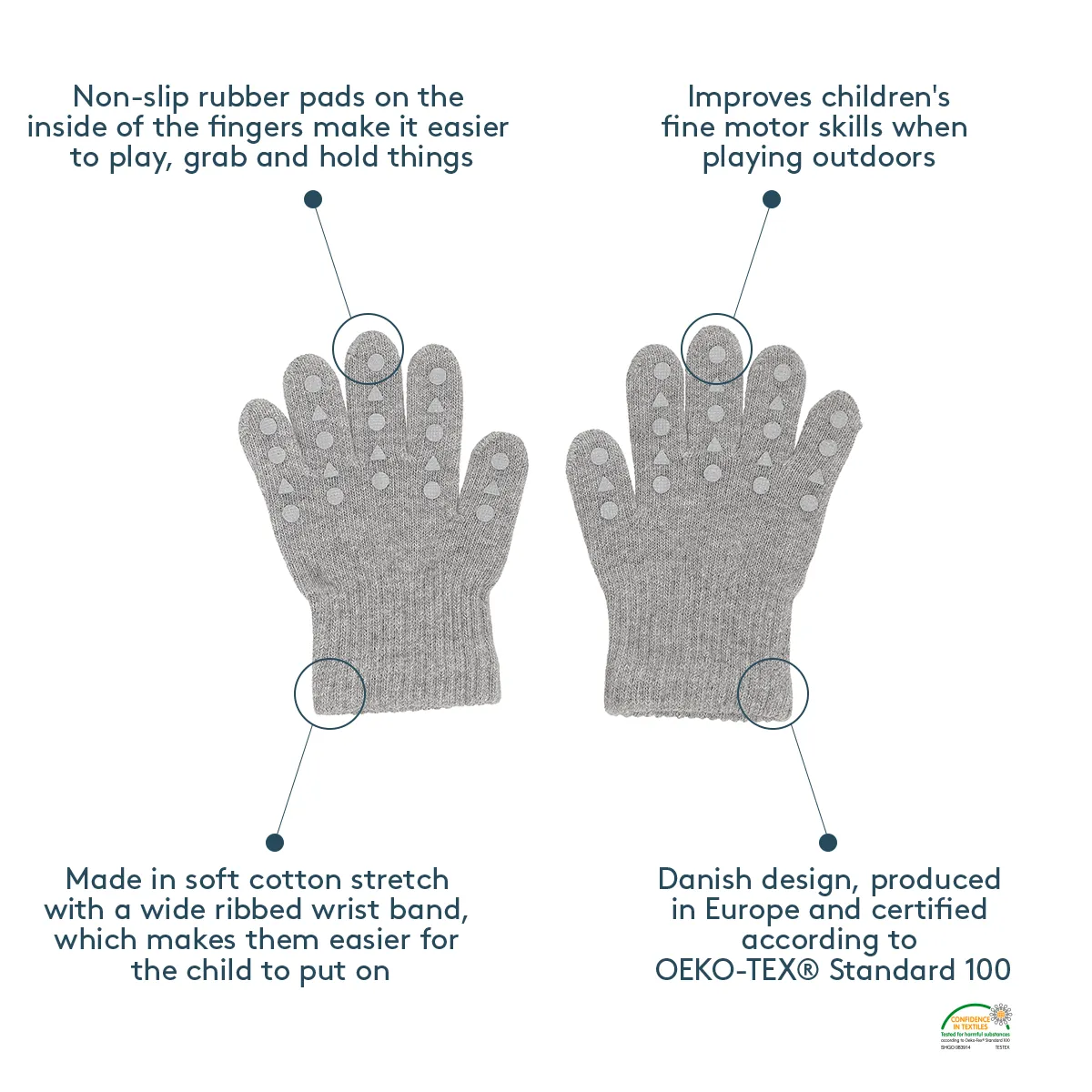 Non-Slip Grip Gloves for Babies and Toddlers - organic cotton - Mustard