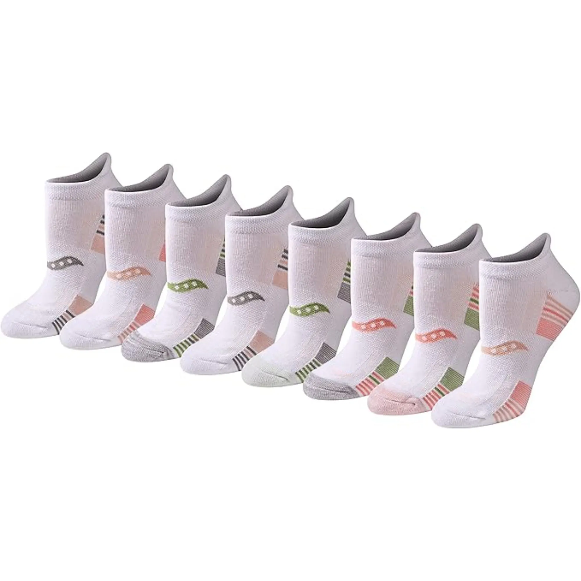 Pack Of 8 Athletic Low Cut Cushioned Socks